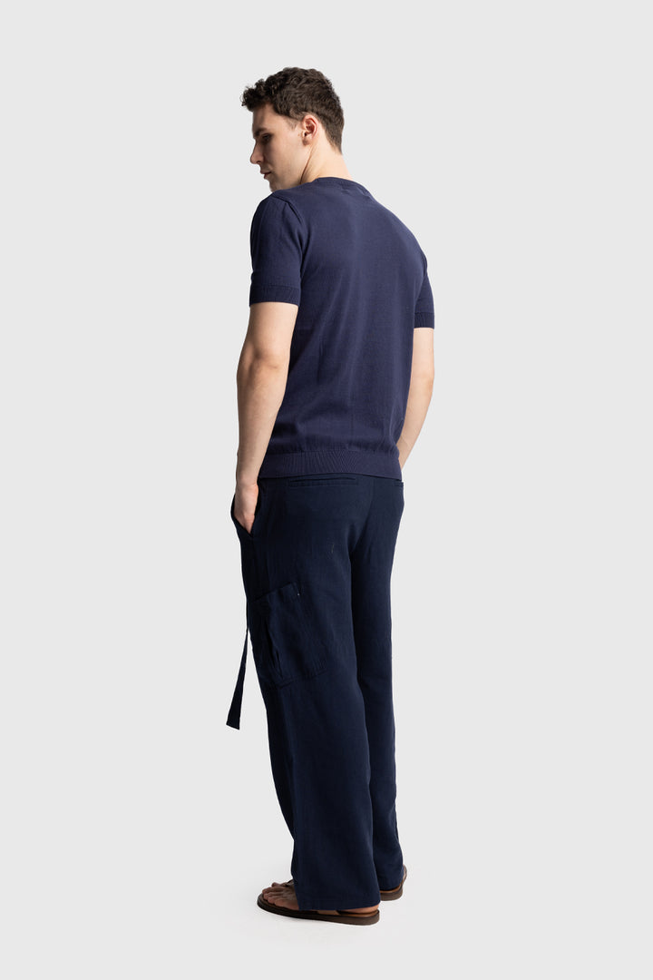 Giesto T-shirt en tricot basique - Bleu marine