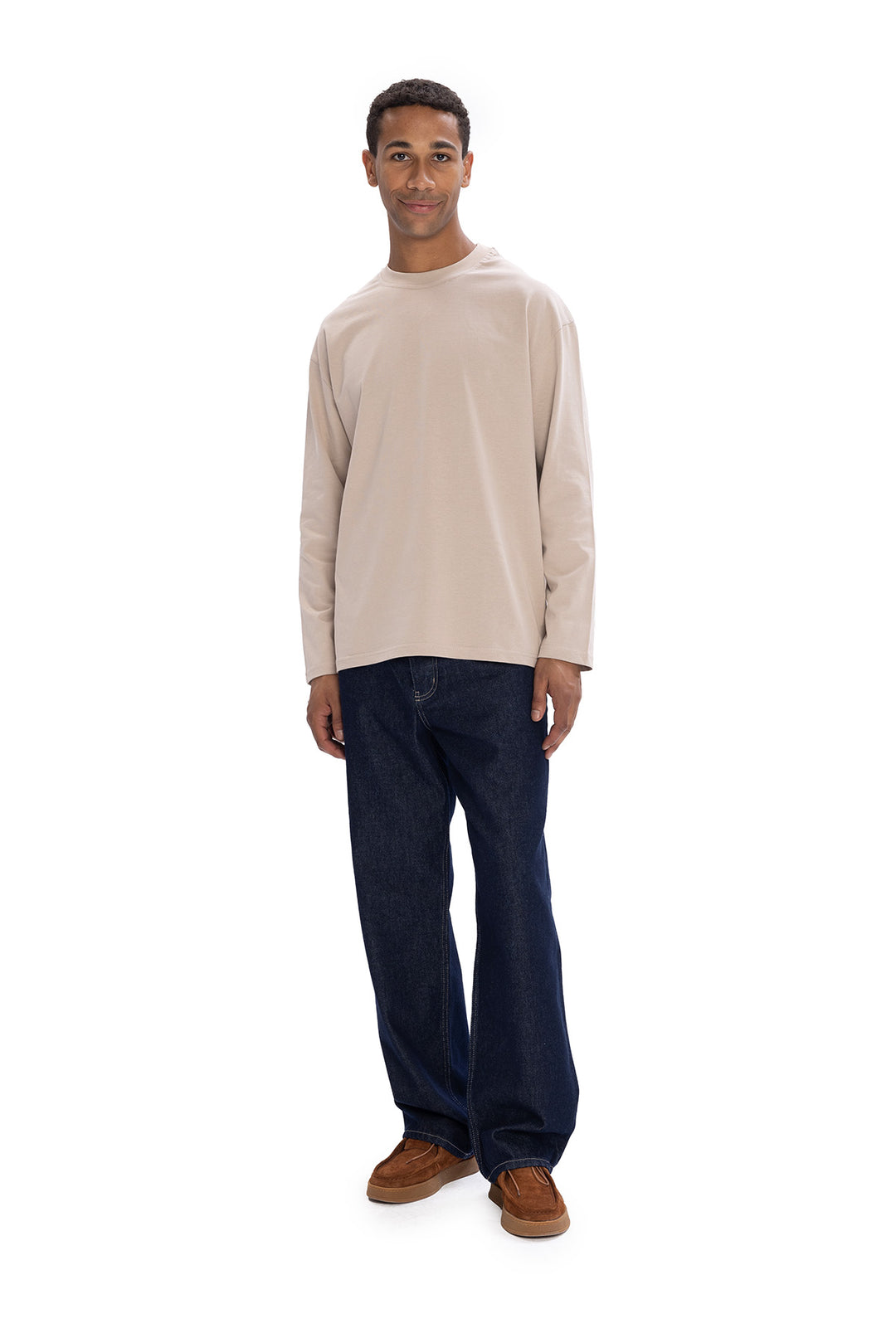 Giesto T-Shirt à Manches Longues Basique - Beige