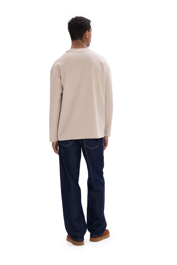 Giesto T-Shirt à Manches Longues Basique - Beige