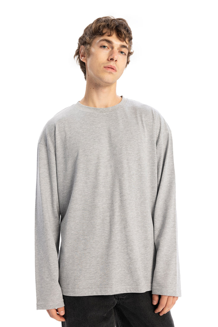 Giesto T-shirt basique à manches longues - Gris