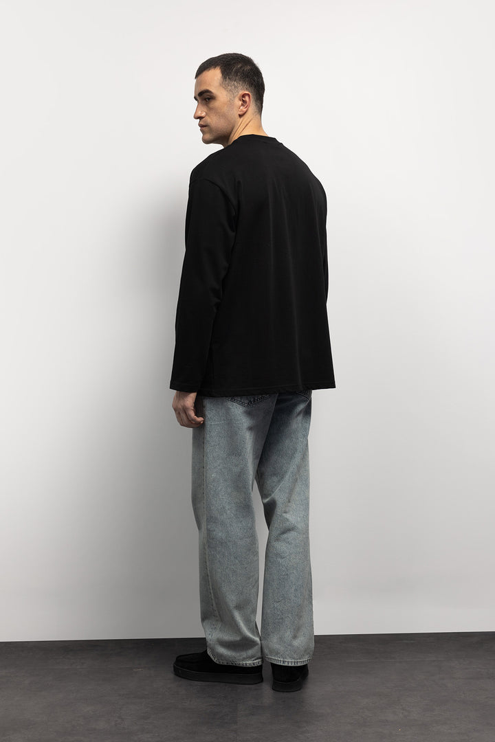 Giesto T-Shirt à Manches Longues Basique - Noir