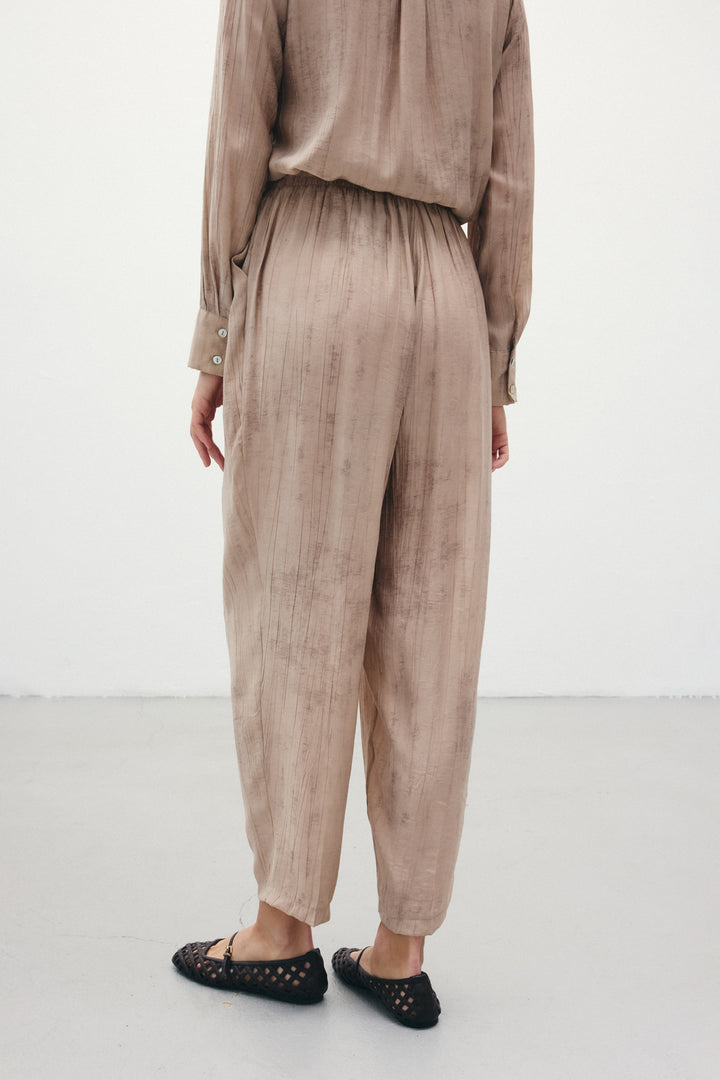Sateen Pantalon à motifs en dégradé - Beige