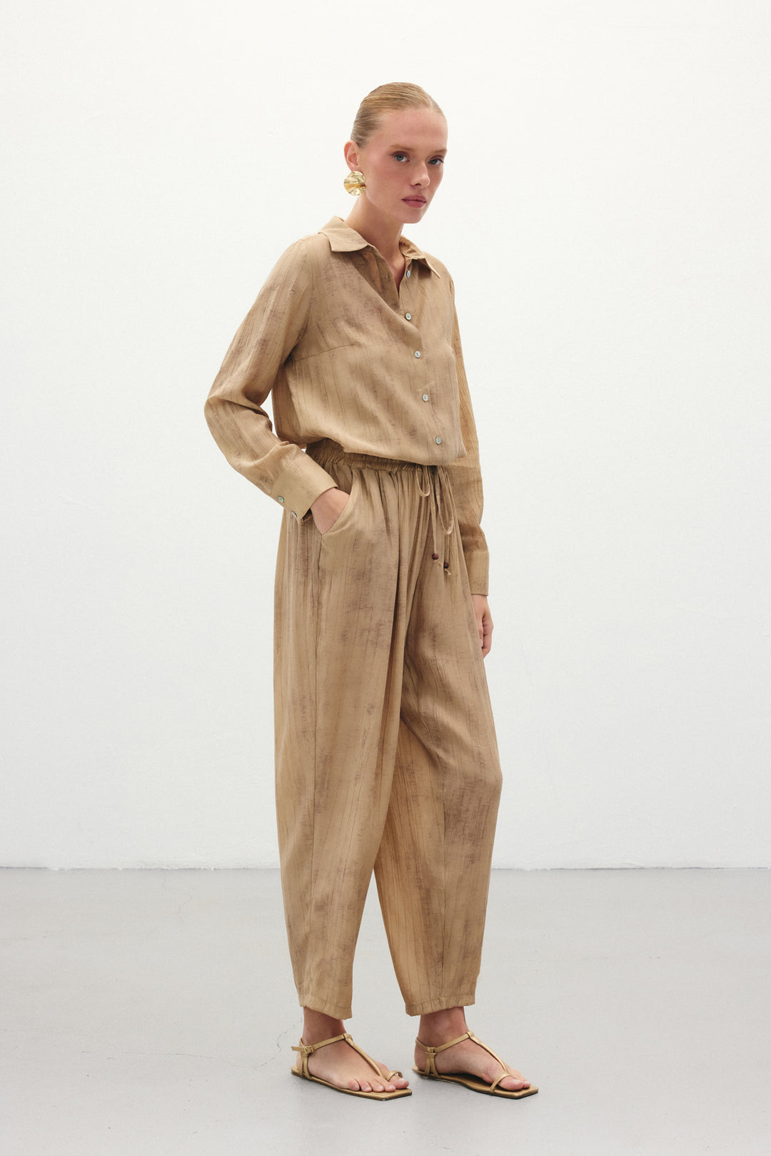 Sateen Pantalon à motifs en dégradé - camel