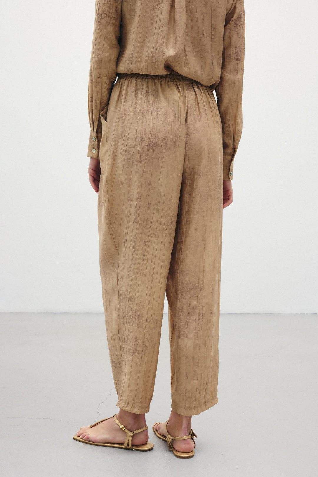 Sateen Pantalon à motifs en dégradé - camel