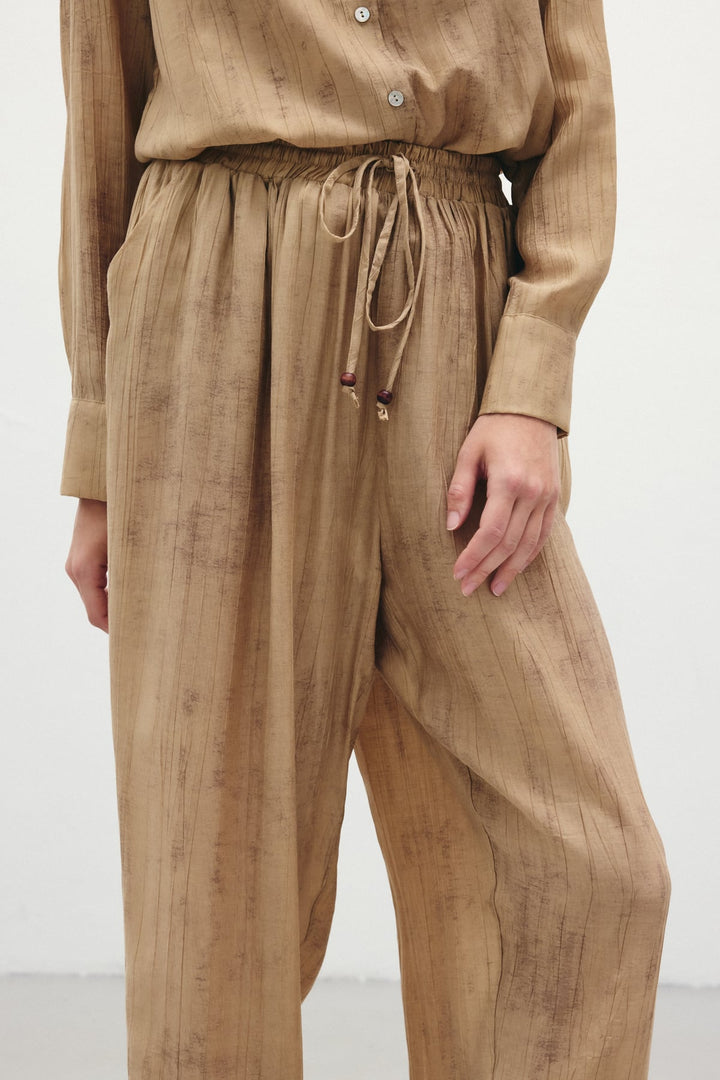 Sateen Pantalon à motifs en dégradé - camel