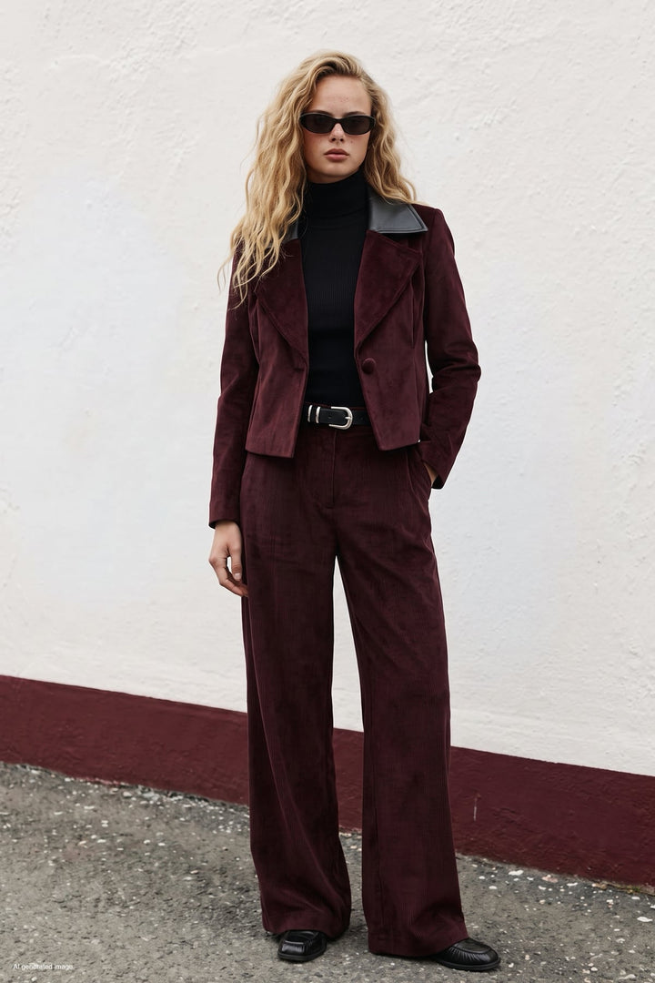 Sateen Veste en velours ajustée - Bordeaux