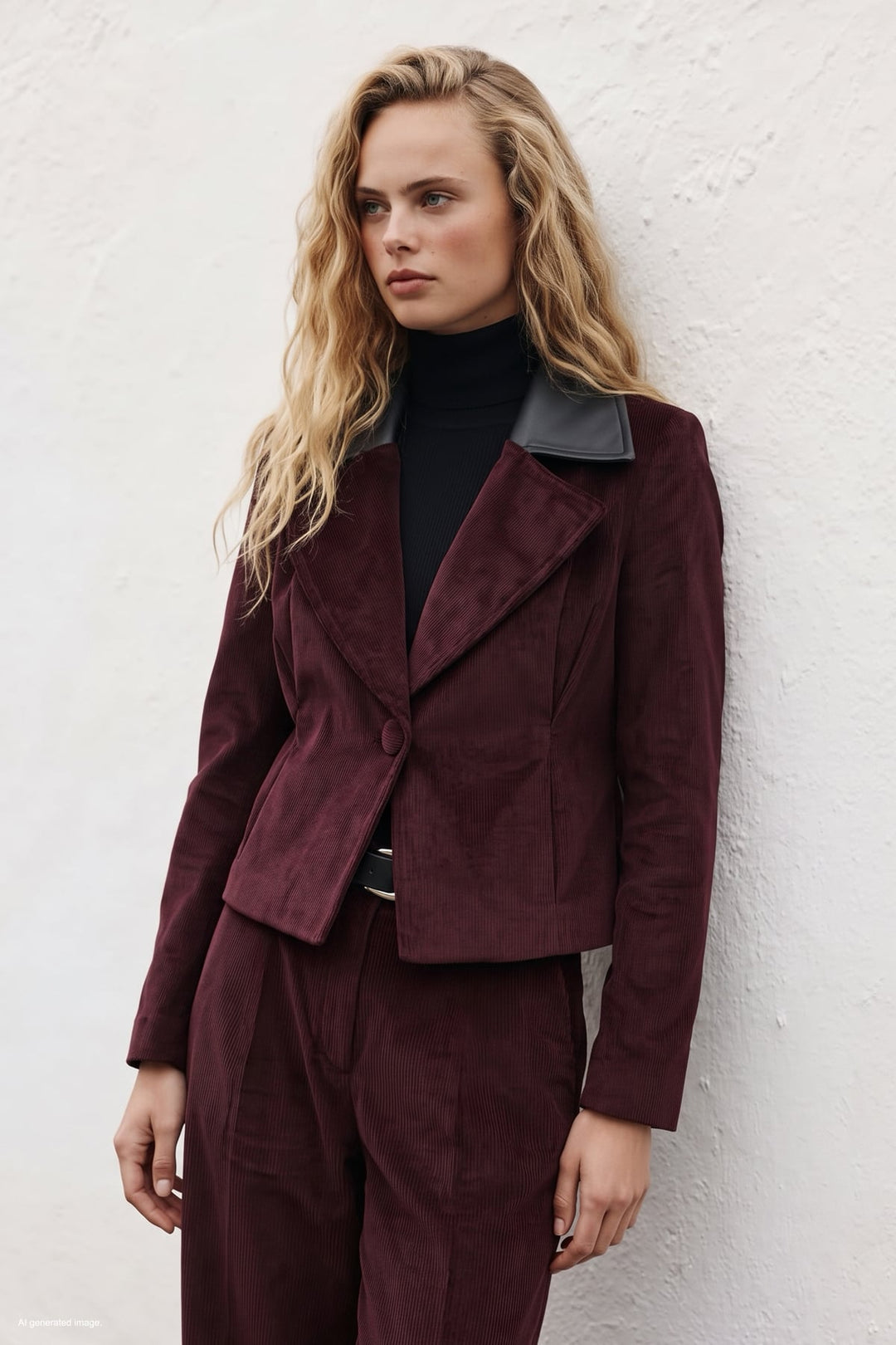 Sateen Veste en velours ajustée - Bordeaux