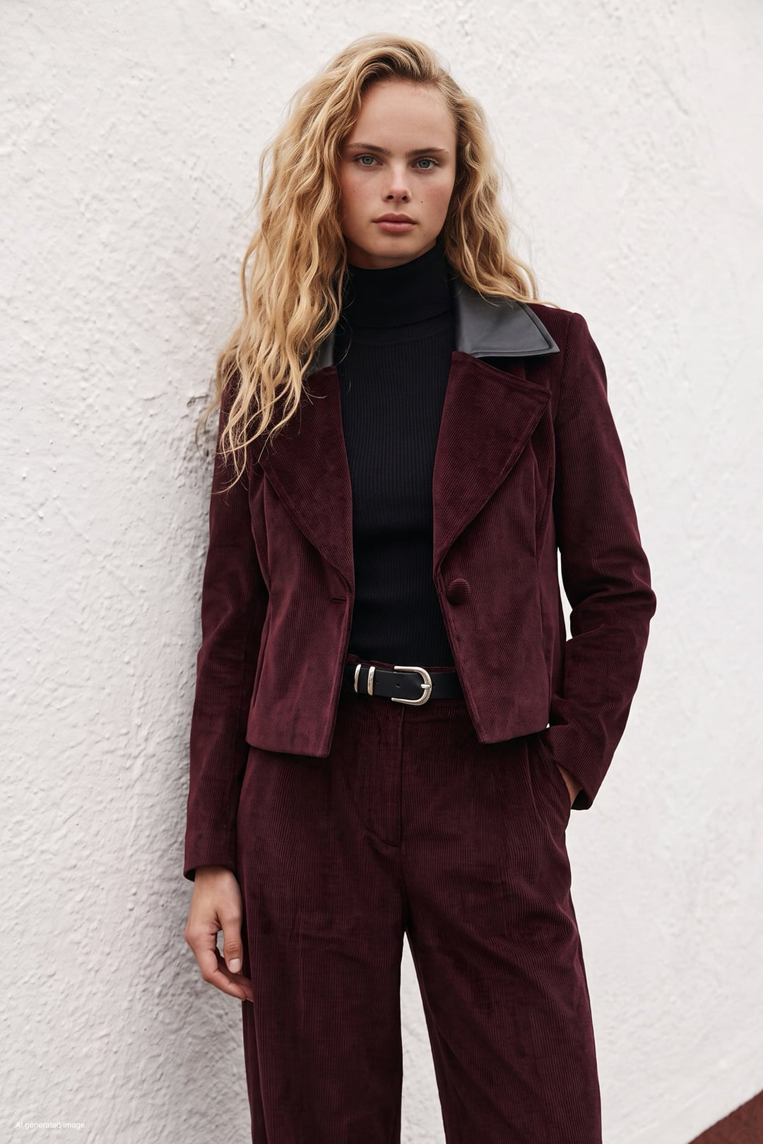 Sateen Veste en velours ajustée - Bordeaux