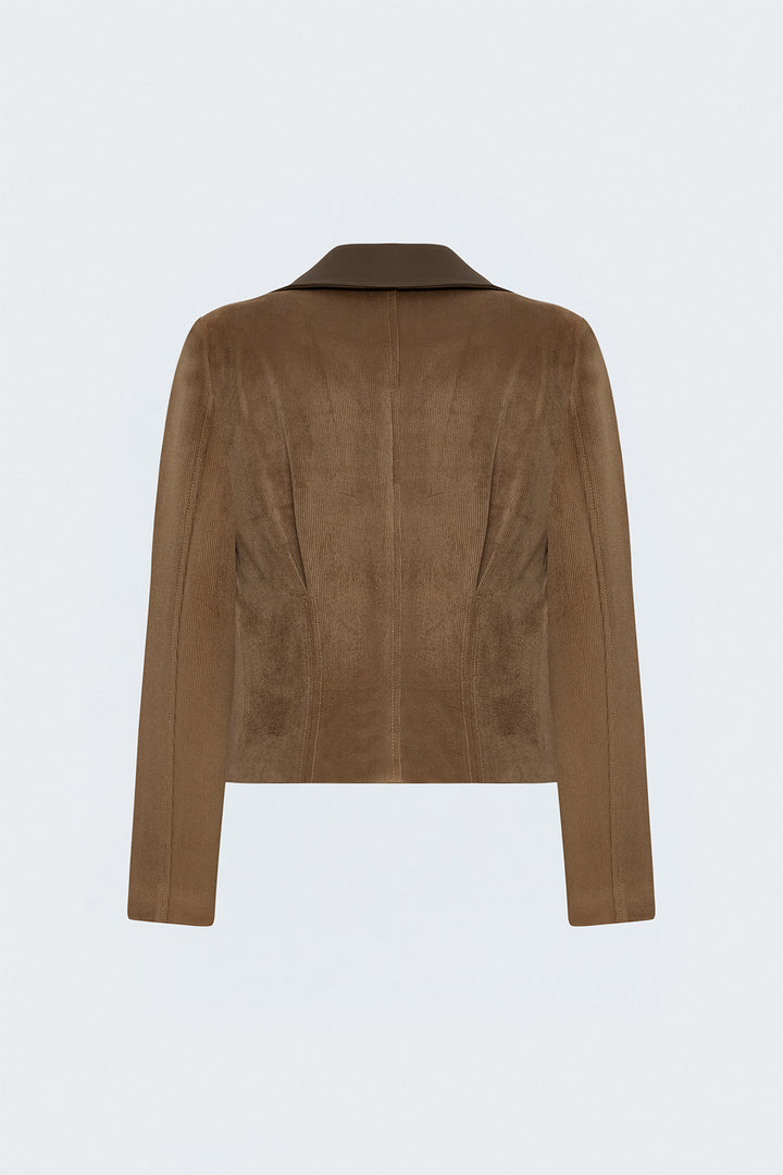 Sateen Veste en velours ajustée - Camel