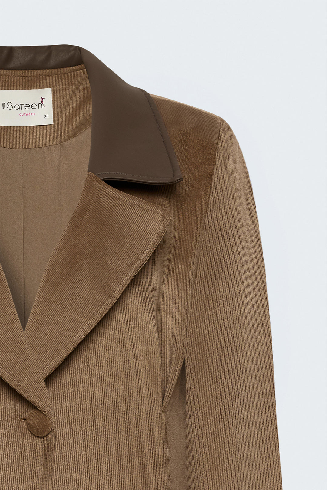 Sateen Veste en velours ajustée - Camel