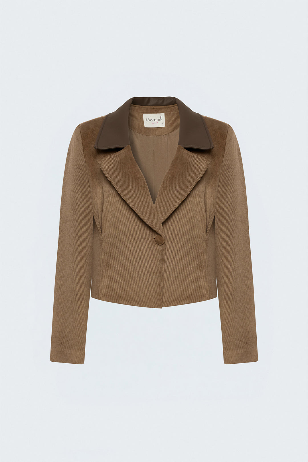 Sateen Veste en velours ajustée - Camel