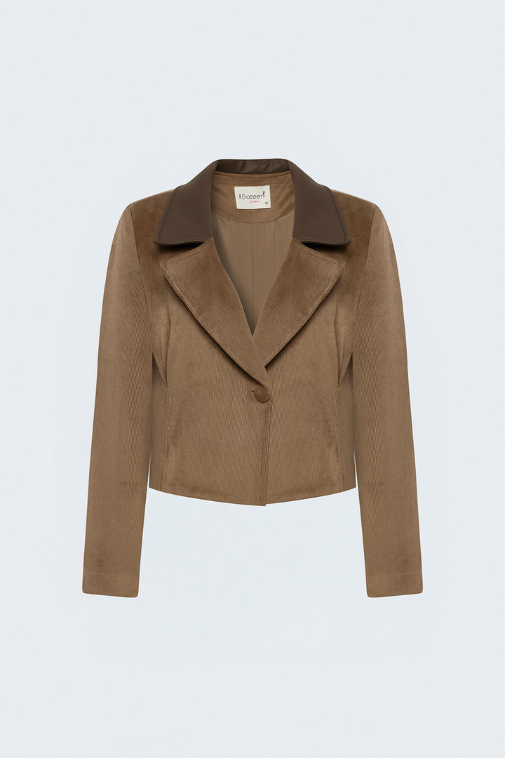 Sateen Veste en velours ajustée - Camel