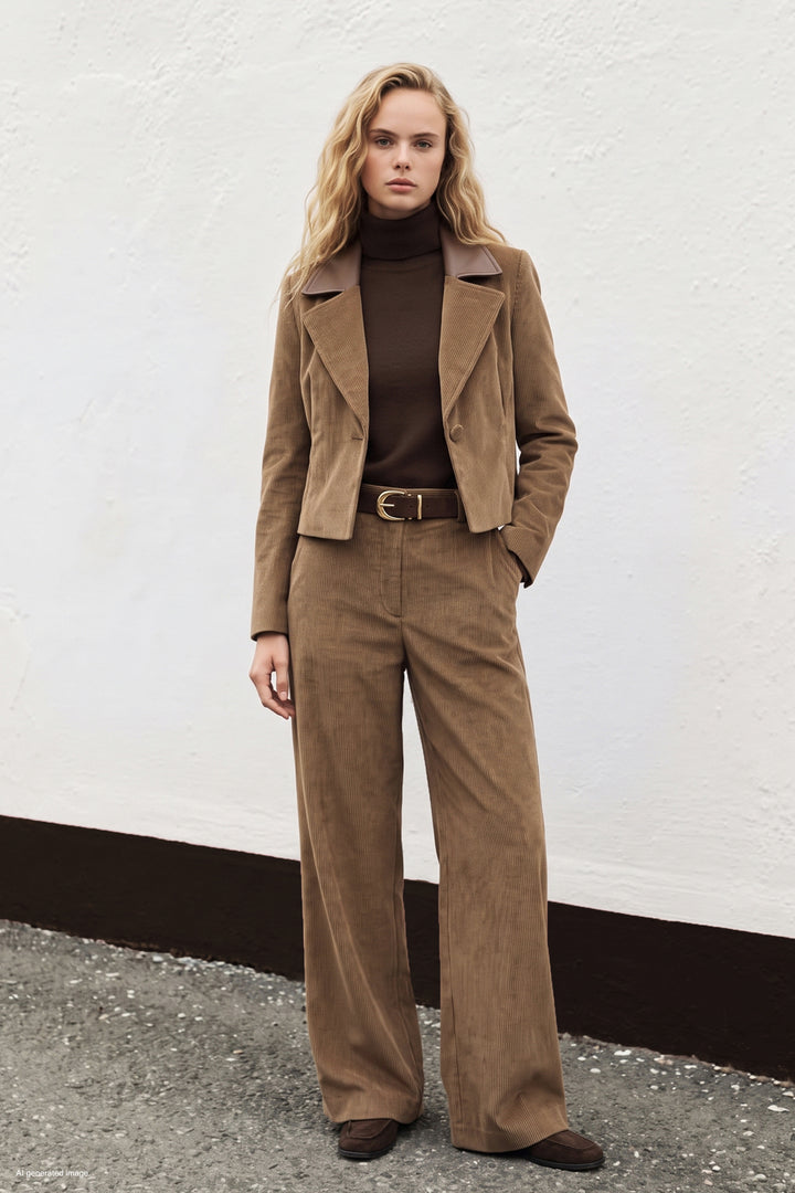 Sateen Veste en velours ajustée - Camel