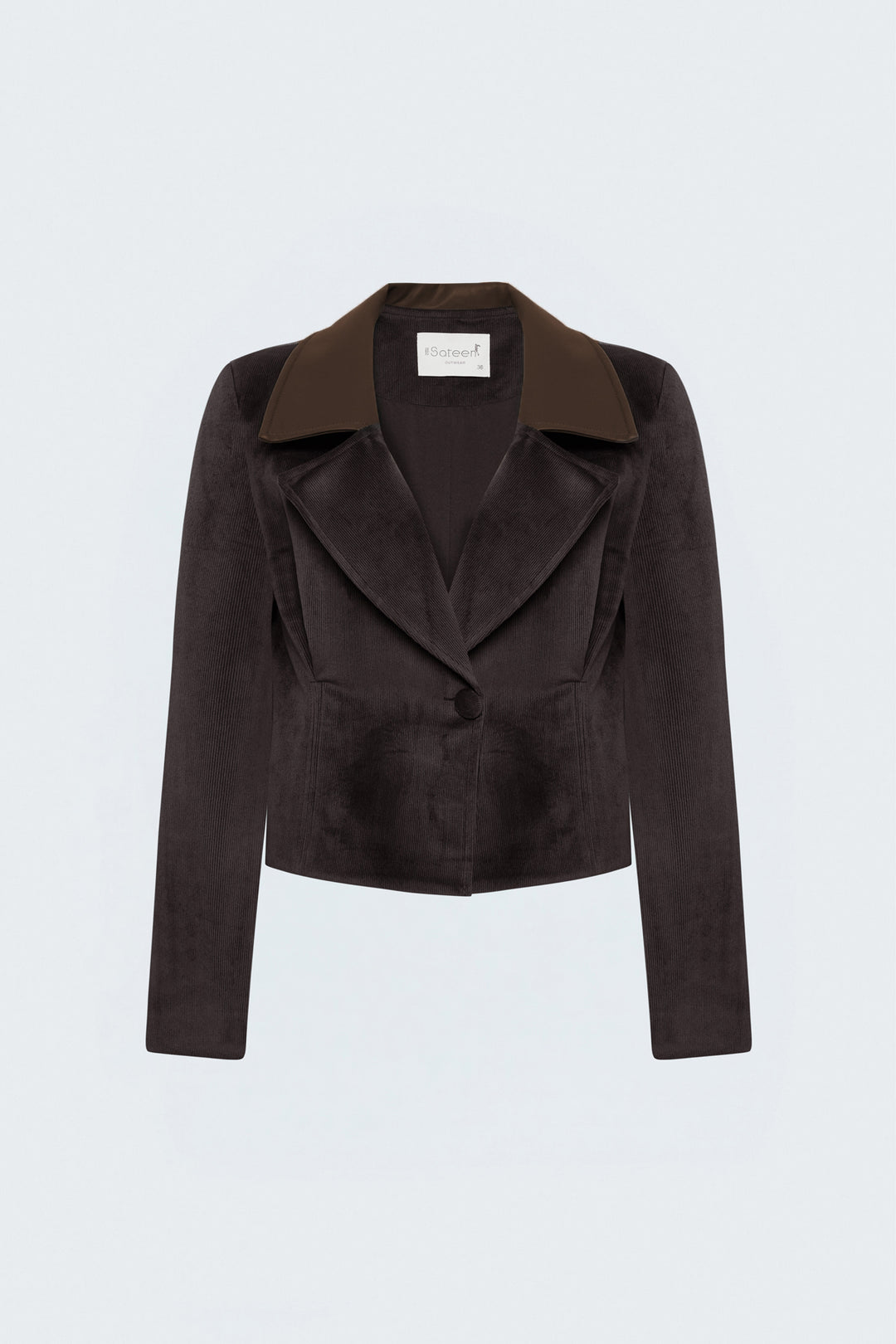 Sateen Veste en velours ajustée - Marron