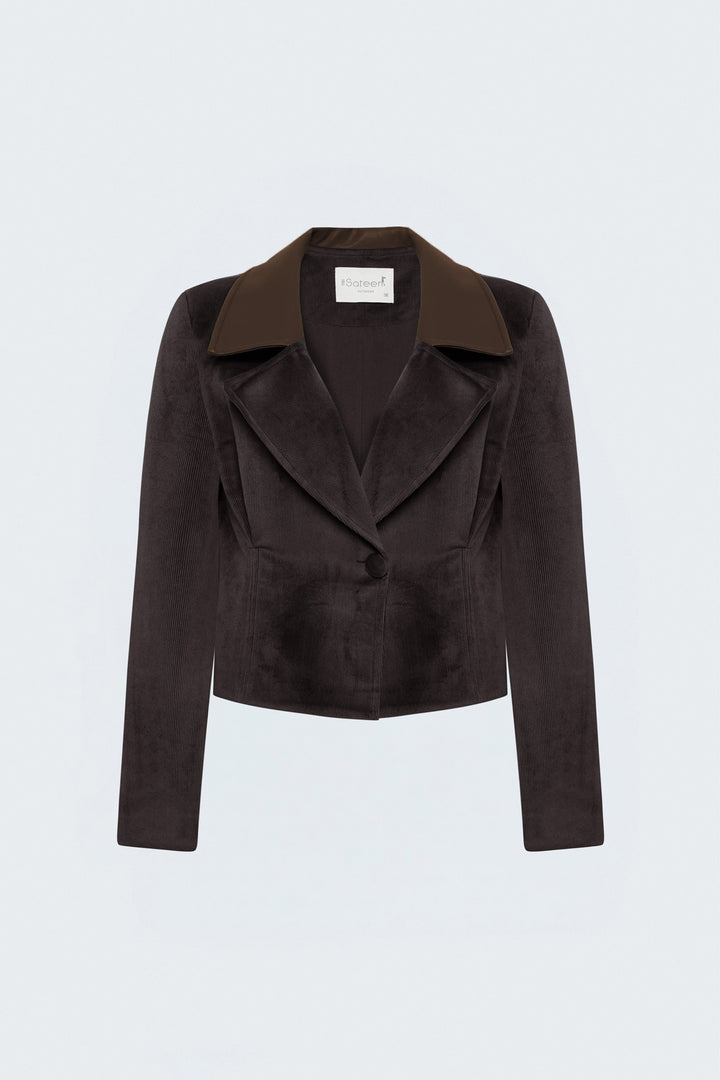 Sateen Veste en velours ajustée - Marron