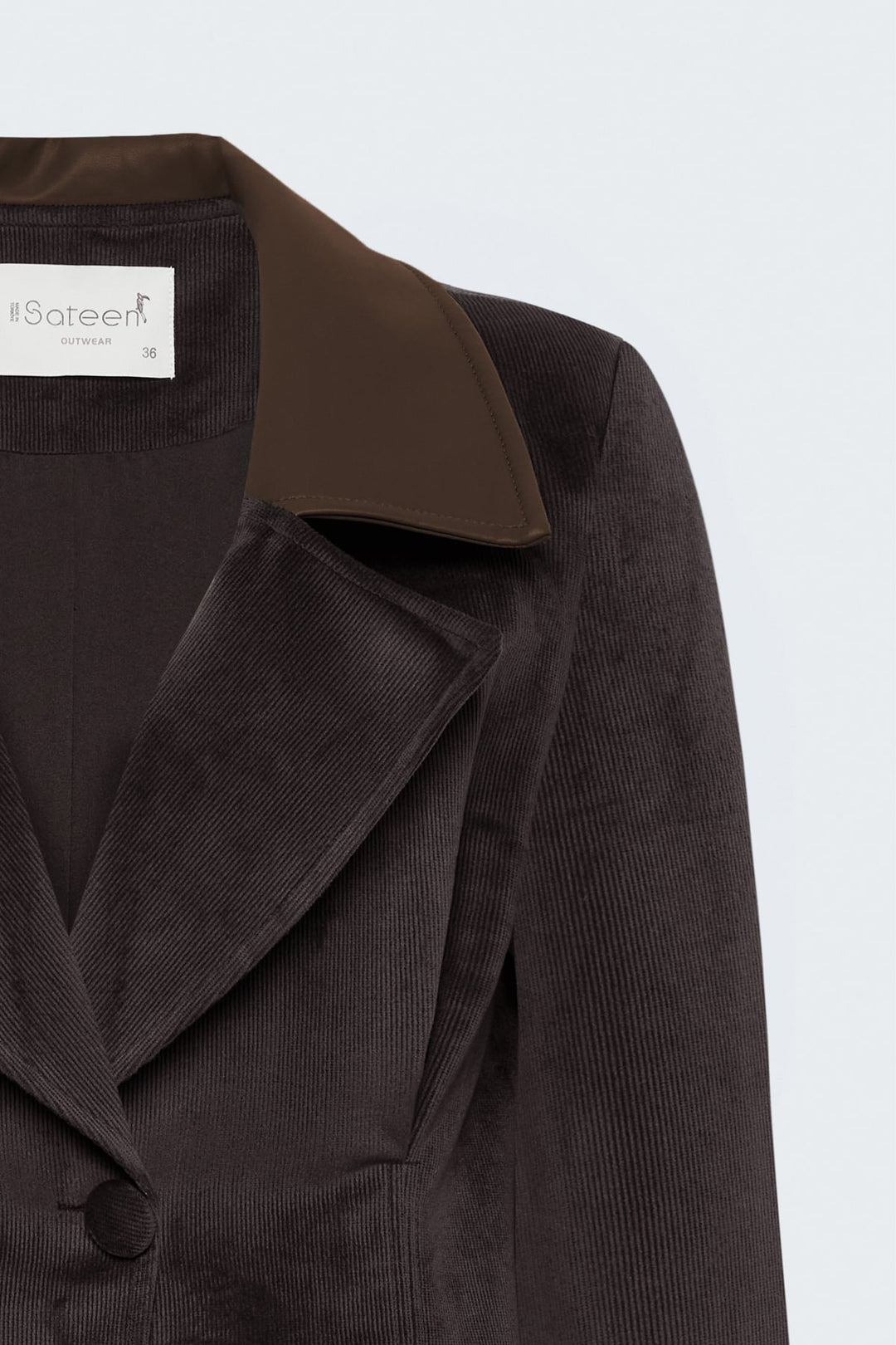 Sateen Veste en velours ajustée - Marron
