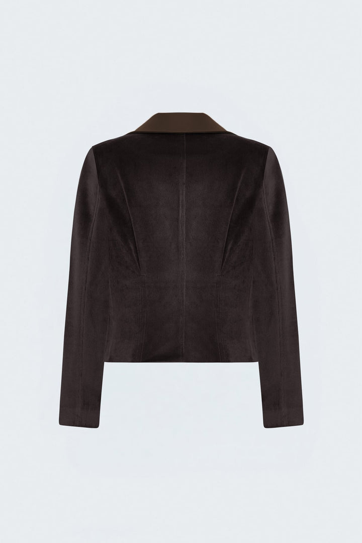 Sateen Veste en velours ajustée - Marron