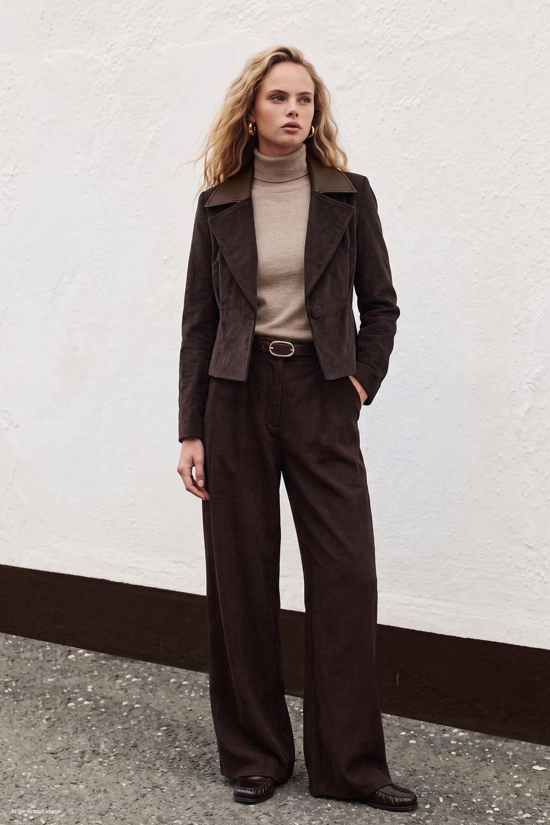 Sateen Veste en velours ajustée - Marron