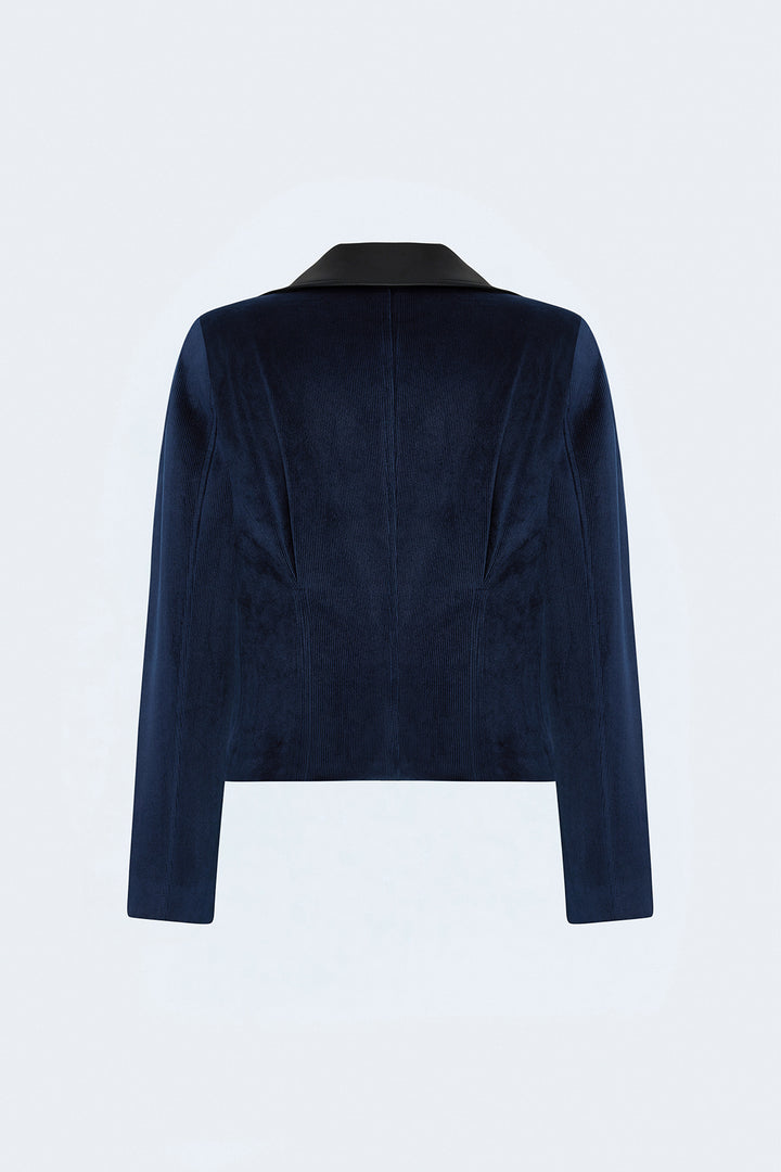 Sateen Veste en velours ajustée - Bleu marine