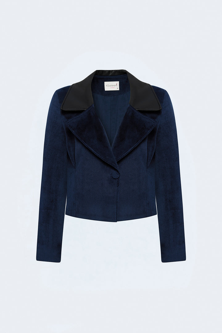 Sateen Veste en velours ajustée - Bleu marine