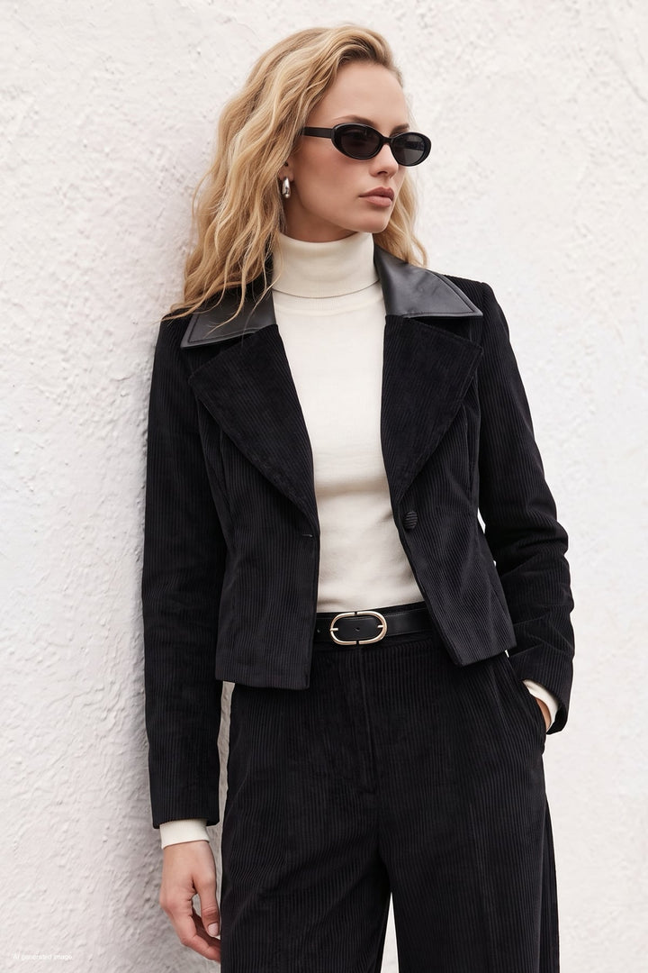 Sateen Veste en velours ajustée - Noir