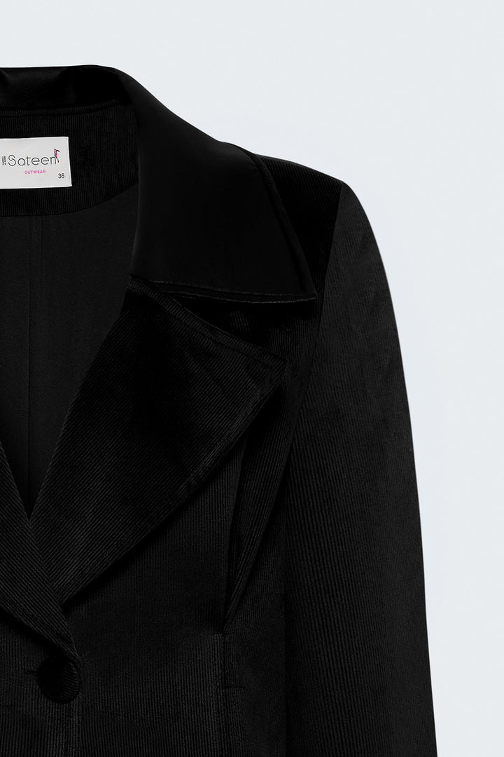 Sateen Veste en velours ajustée - Noir