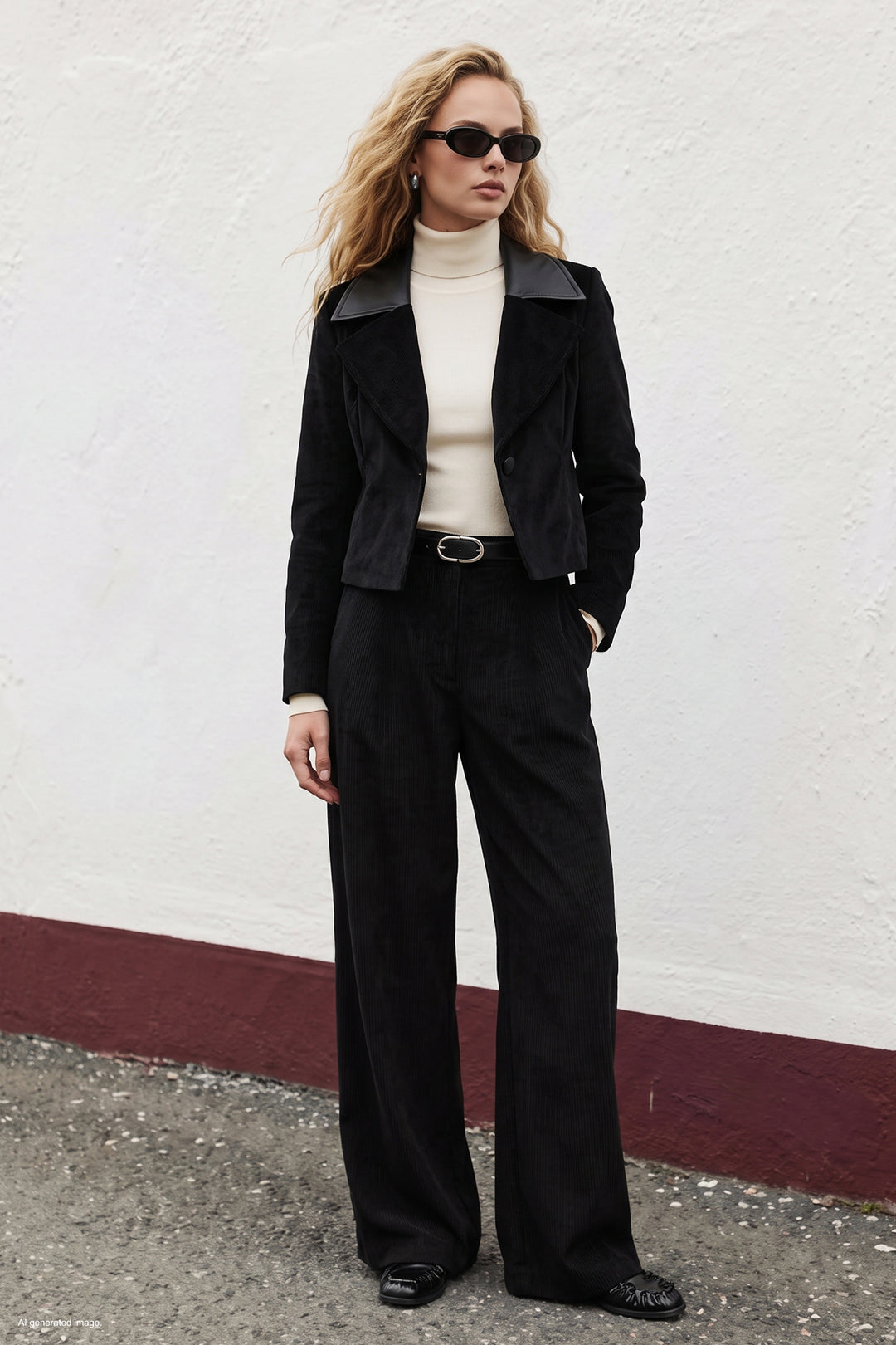 Sateen Veste en velours ajustée - Noir