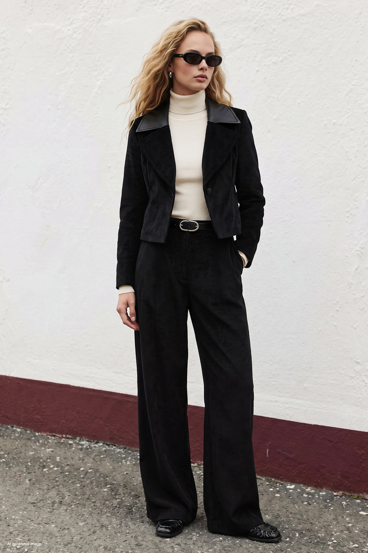 Sateen Veste en velours ajustée - Noir