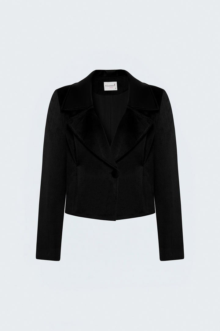Sateen Veste en velours ajustée - Noir