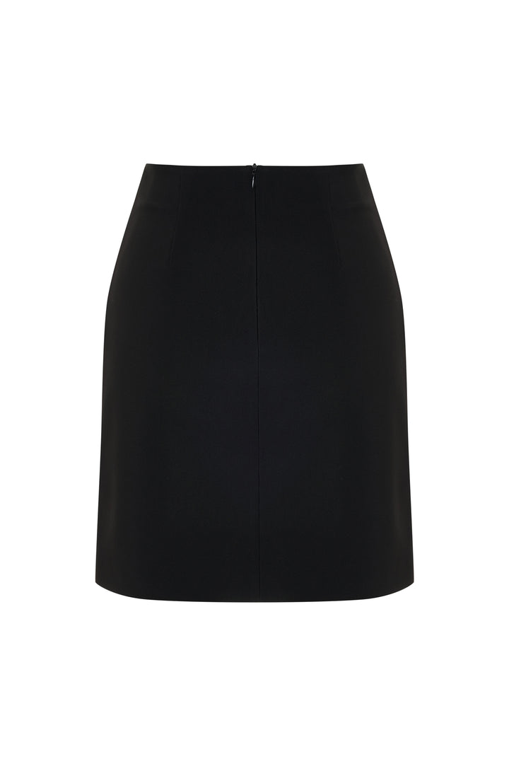 Sateen Jupe Mini avec Accessoire de Taille - Noir