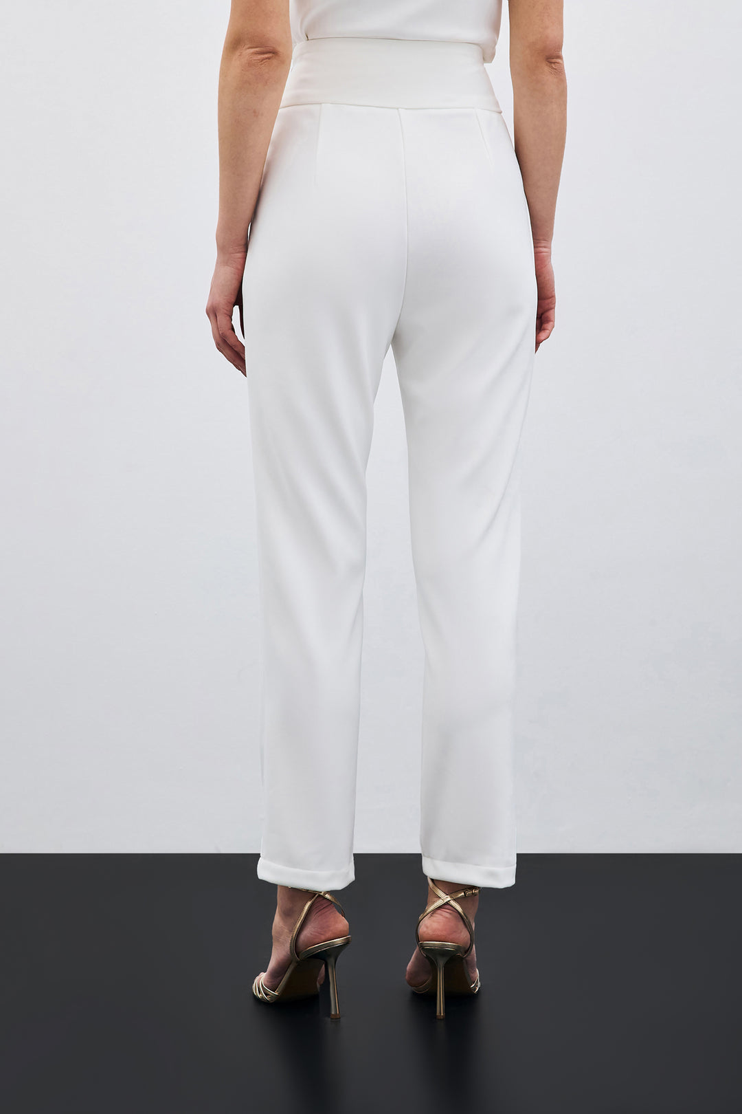 Sateen Pantalon avec Accessoire de Ceinture - Écru