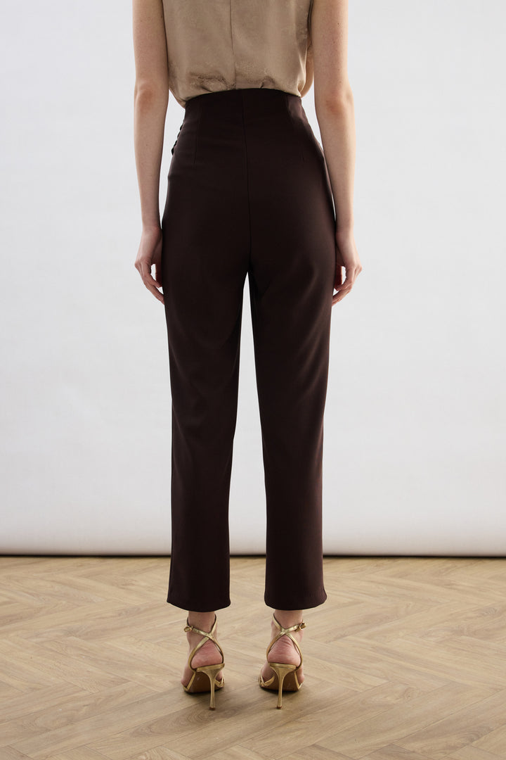 Sateen Pantalon avec Accessoire de Taille - Marron