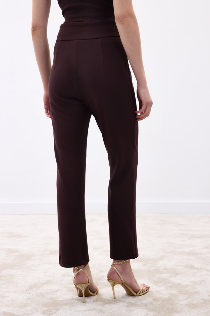Sateen Pantalon avec Accessoire de Ceinture - Marron