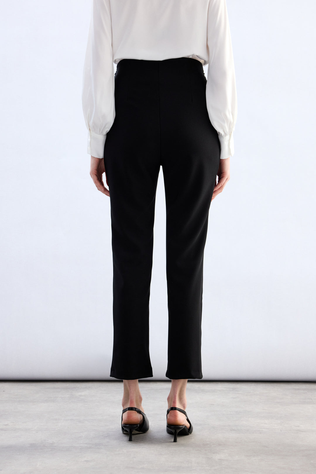 Sateen Pantalon avec Accessoire de Taille - Noir