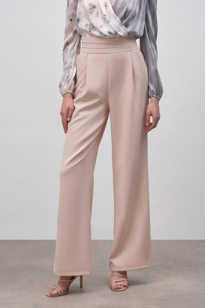 Sateen Pantalon à poches taille haute - Beige