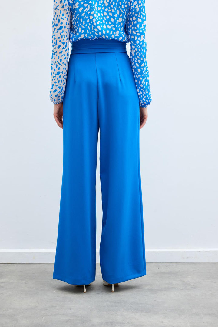 Sateen Pantalon à poches taille haute - Indigo