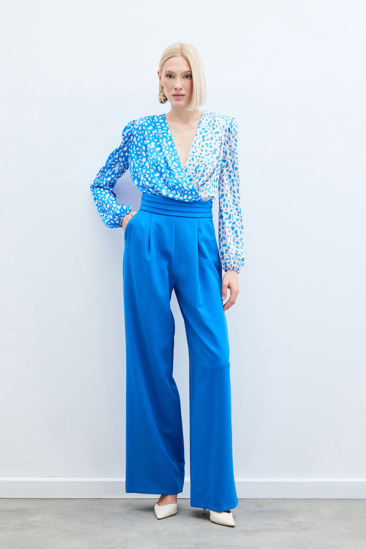 Sateen Pantalon à poches taille haute - Indigo