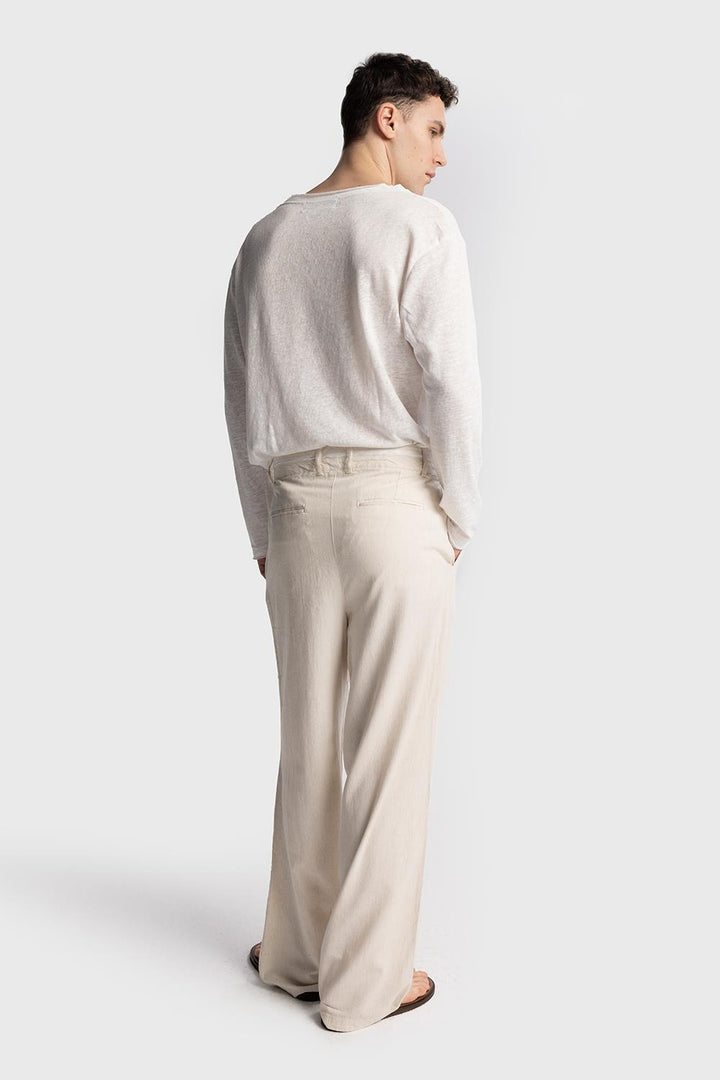 Giesto Pantalon en lin avec détail de taille - Beige