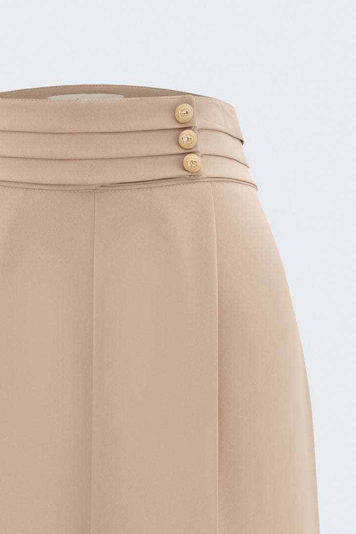 Sateen Pantalon taille haute - Foncé Beige