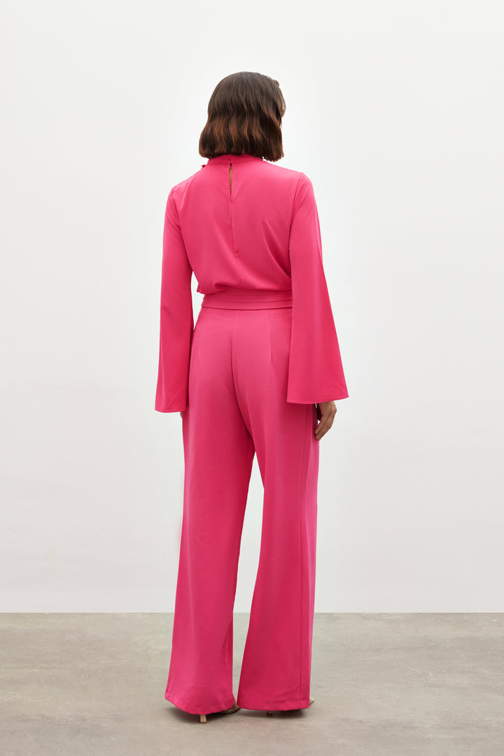 Sateen Pantalon Taille Haute - Rose