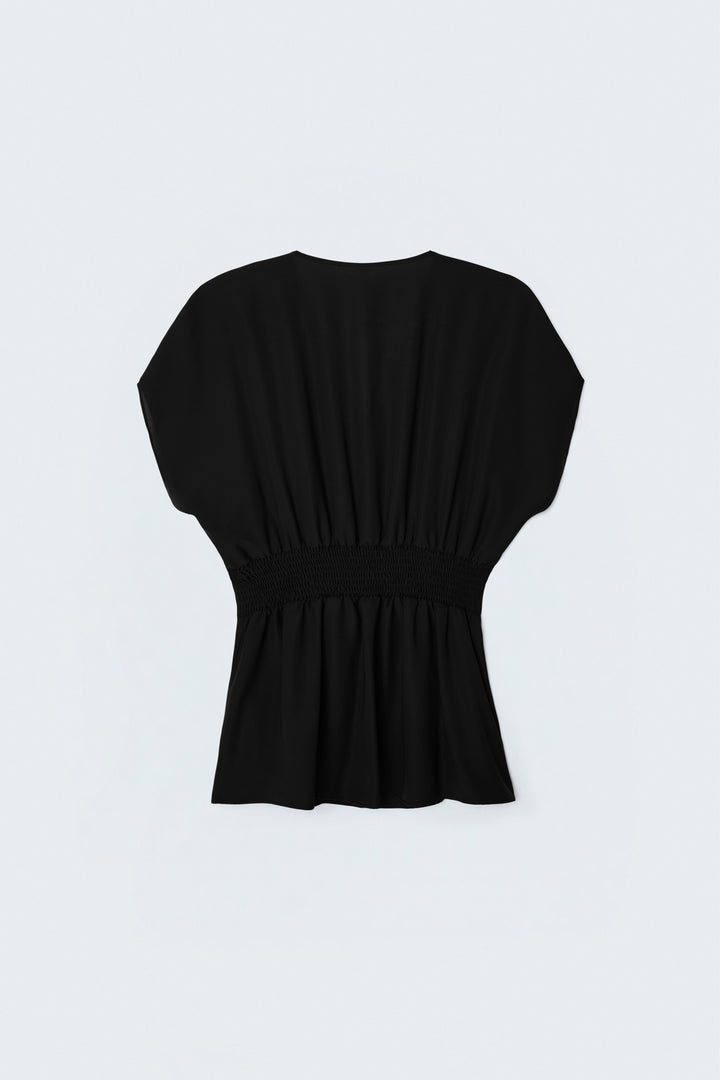 Sateen Blouse Courte Cintrée - Noir