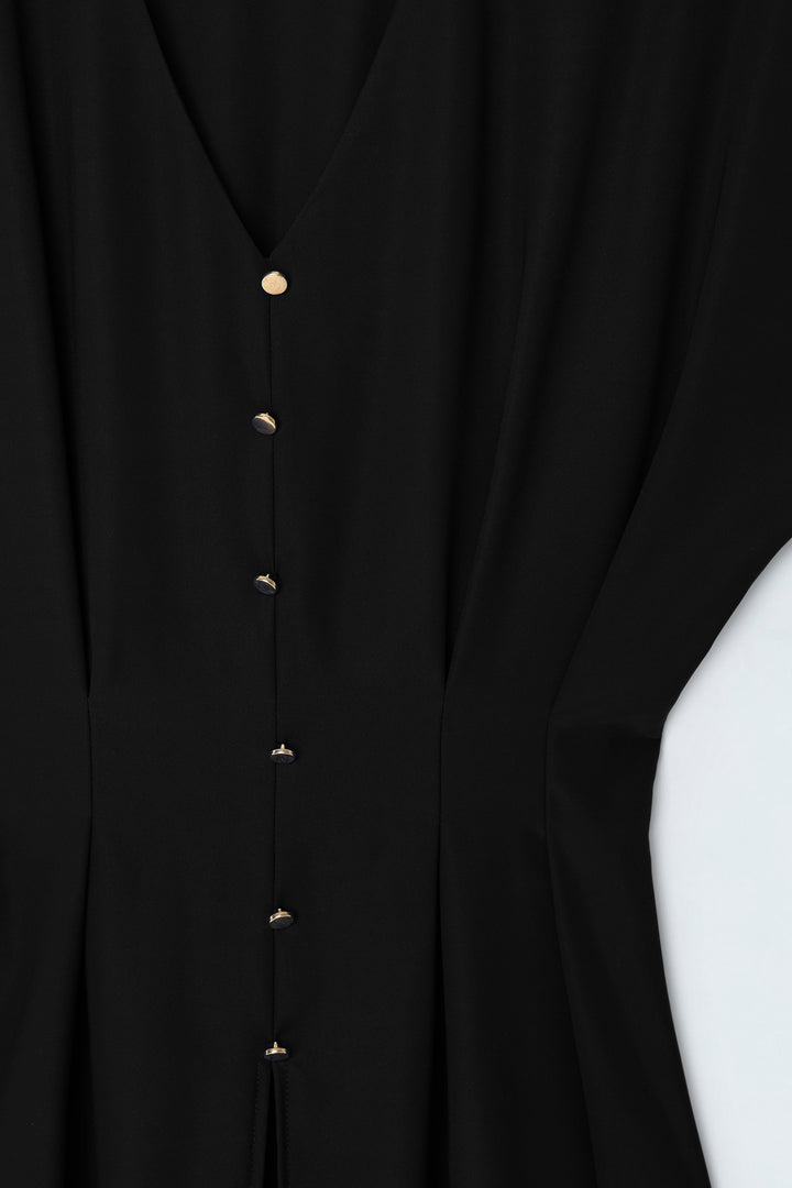 Sateen Blouse Courte Cintrée - Noir