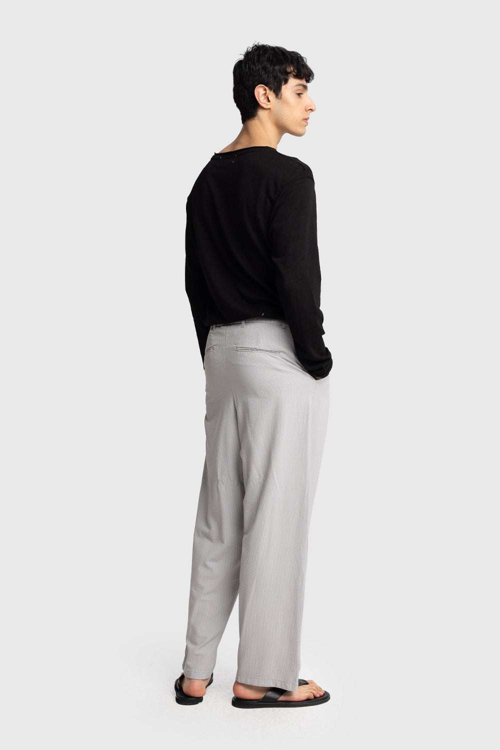 Giesto Pantalon gaufré à taille élastique - Gris