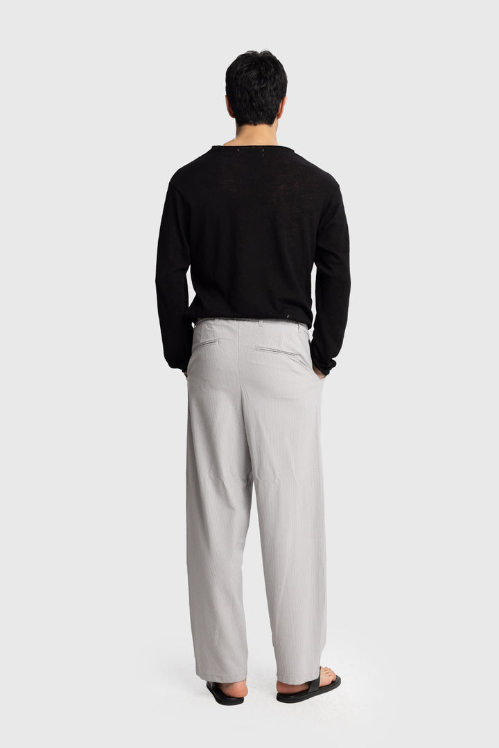 Giesto Pantalon gaufré à taille élastique - Gris