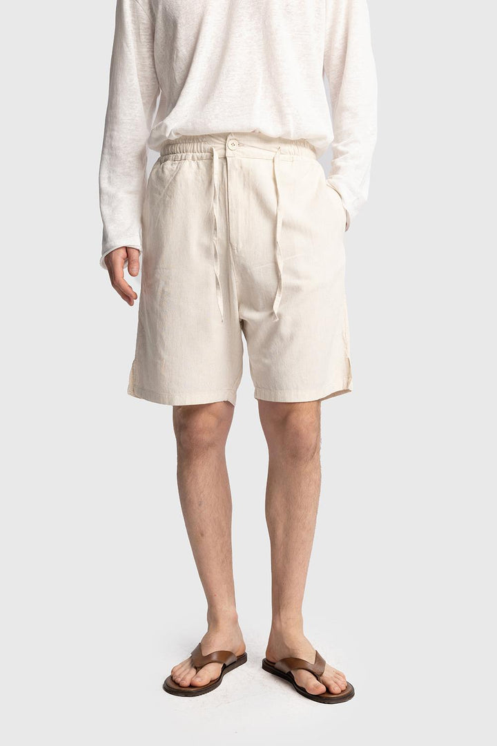 Giesto Short en lin avec cordon à la taille - Beige