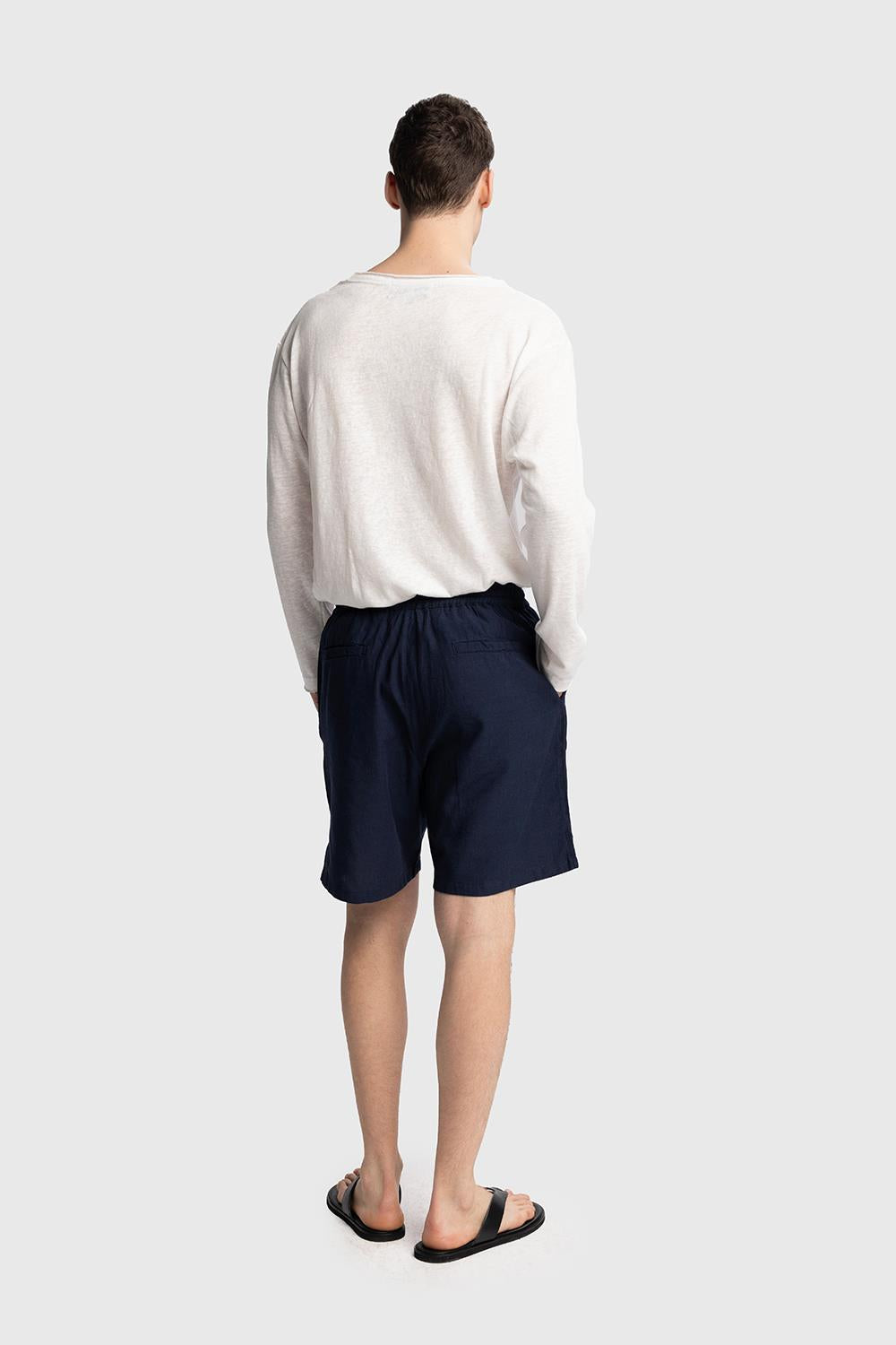 Giesto Short en Lin avec Cordon - Bleu marine