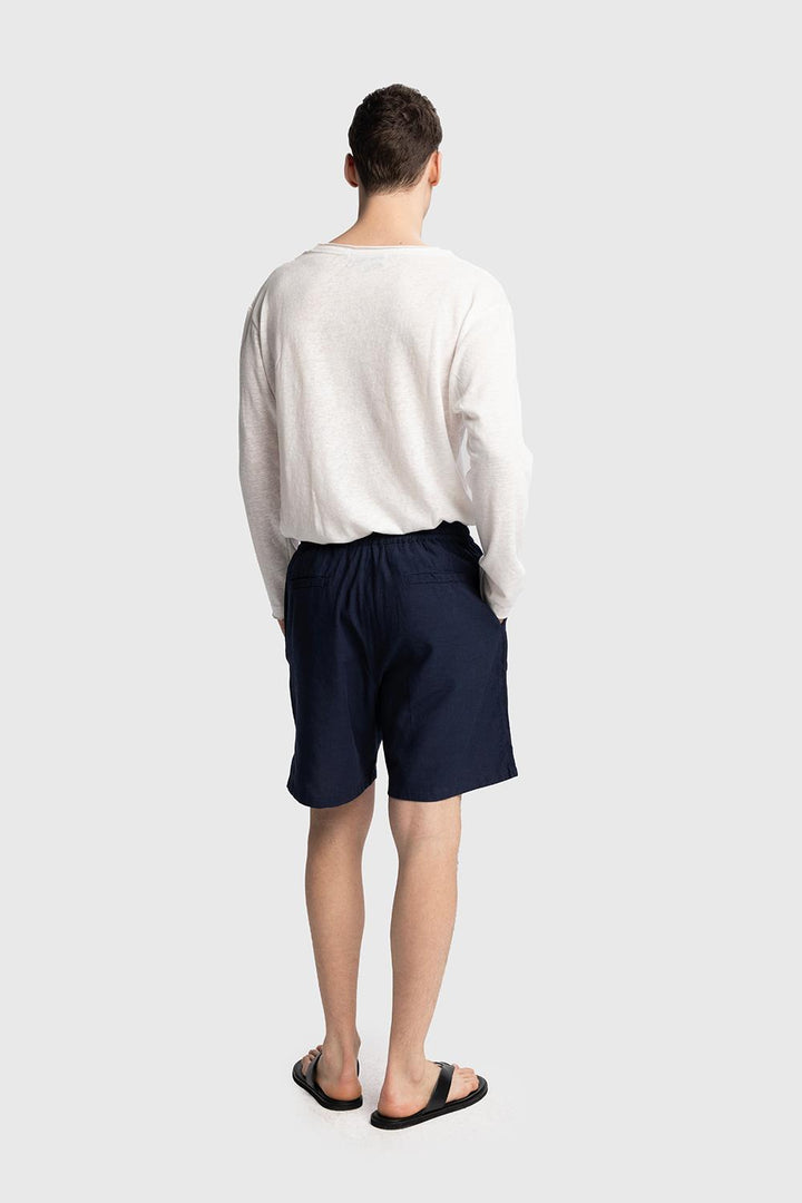 Giesto Short en Lin avec Cordon - Bleu marine