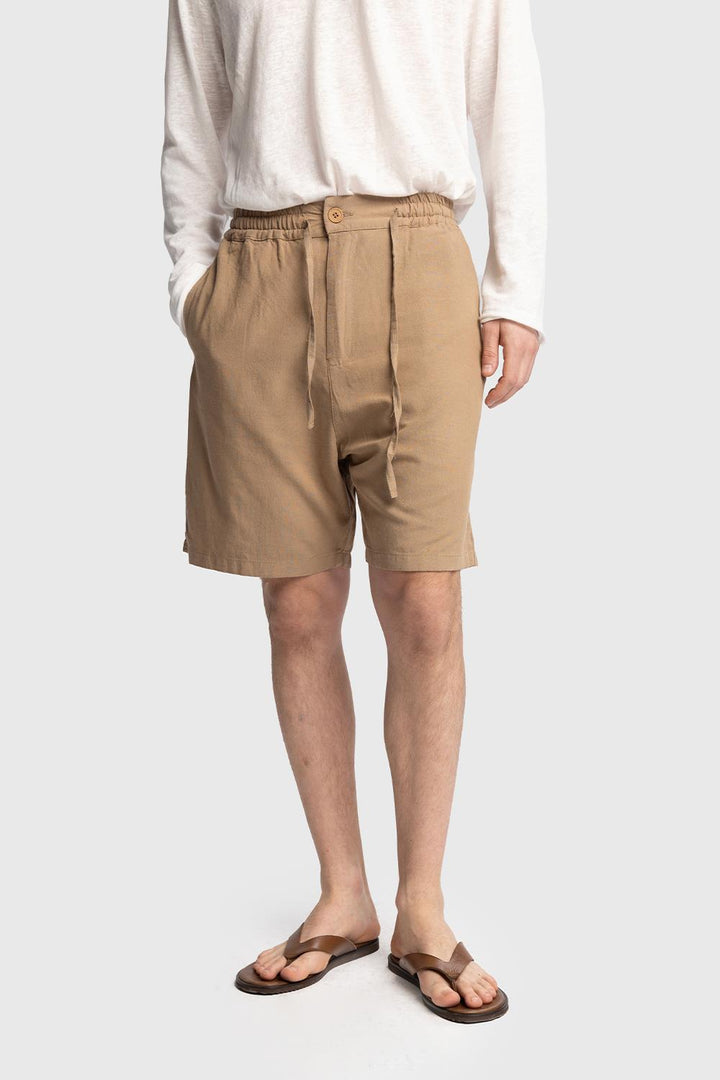 Giesto Short en lin avec cordon - Tabac