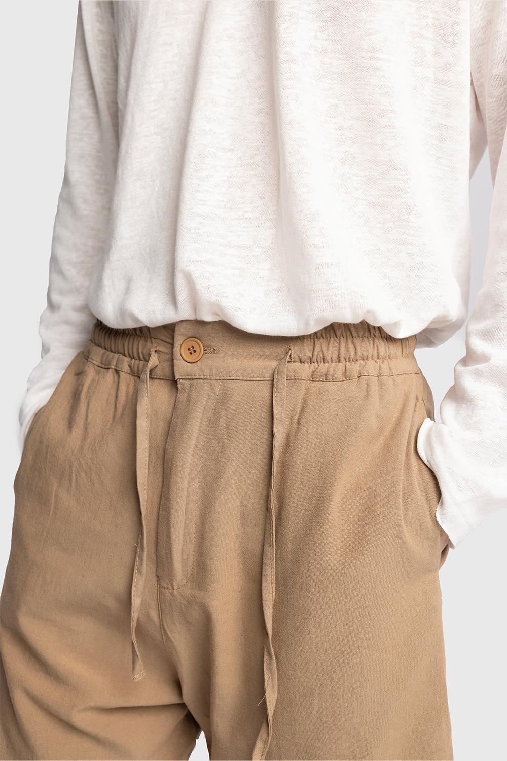 Giesto Short en lin avec cordon - Tabac