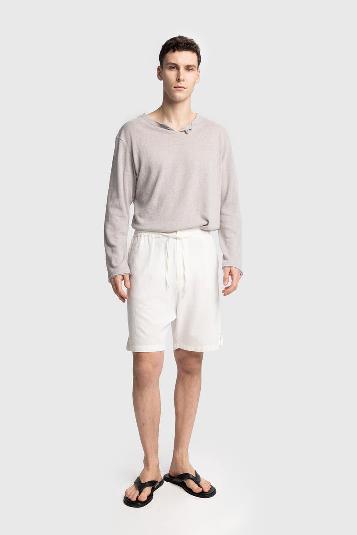 Giesto Short en Lin avec Cordon - Blanc
